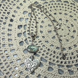 Elegant Silver Heart tree Pendant Necklace